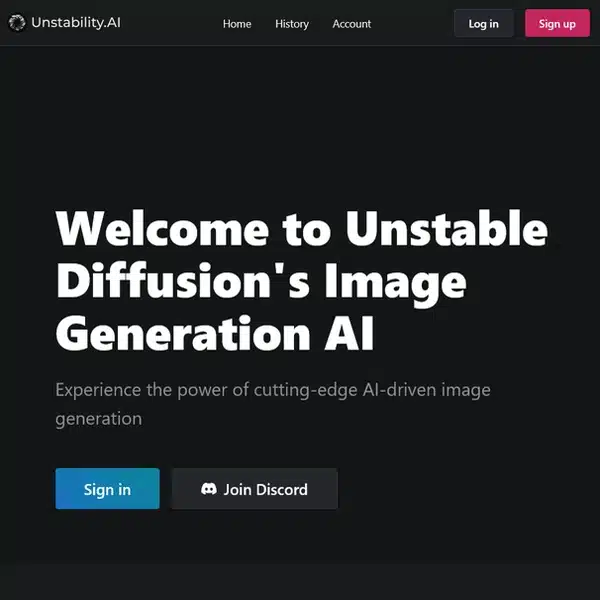 Unstablility AI homepage