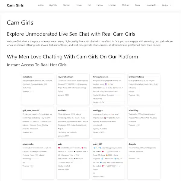 webcamgirlschat homepage