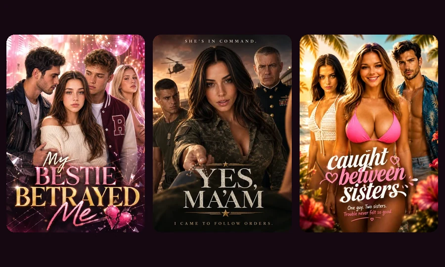 Longest-running Candy AI Shorts series Covers of the three longest-running Candy AI Shorts series: My Bestie Betrayed Me, YES MA'AM and Caught Between Sisters